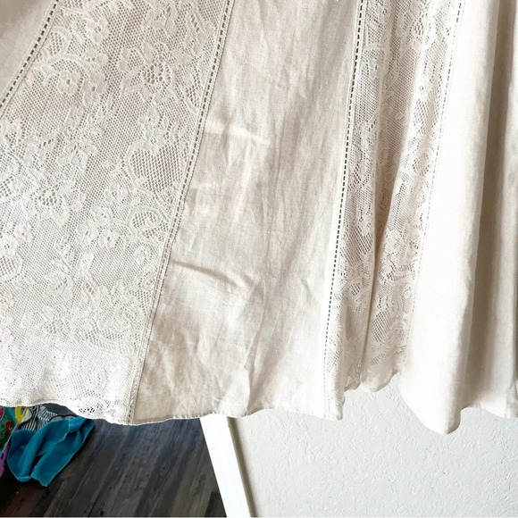 Vintage Skirt Petite Large PL 90s 2000s Linen Lace Maxi Coastal Ethereal Modest - Picture 4 of 8